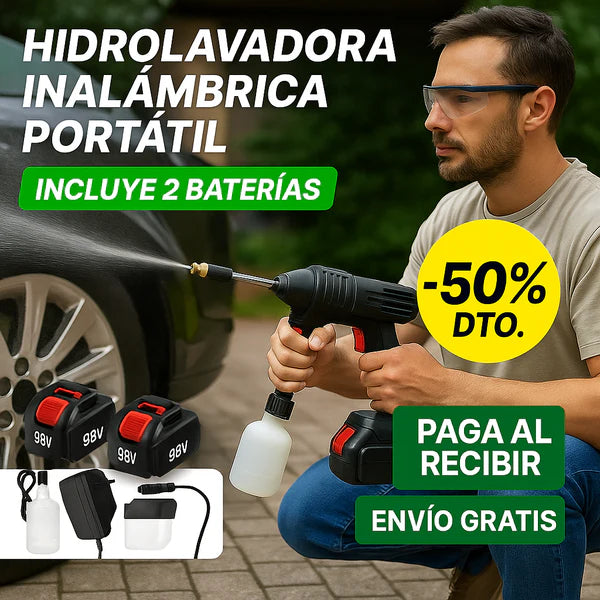 🔋Hidrolavadora Portátil 98V con 2 Baterías