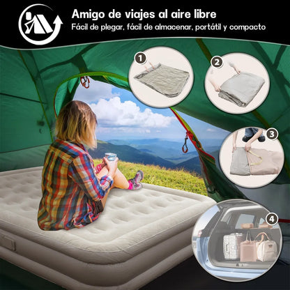 Colchón Inflable Eléctrico Express – Rápido y Portátil (205cmx160cmx50cm)