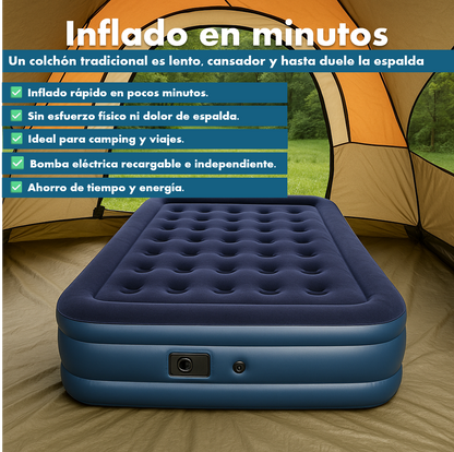 Colchón Inflable Eléctrico Express – Rápido y Portátil (205cmx160cmx50cm)